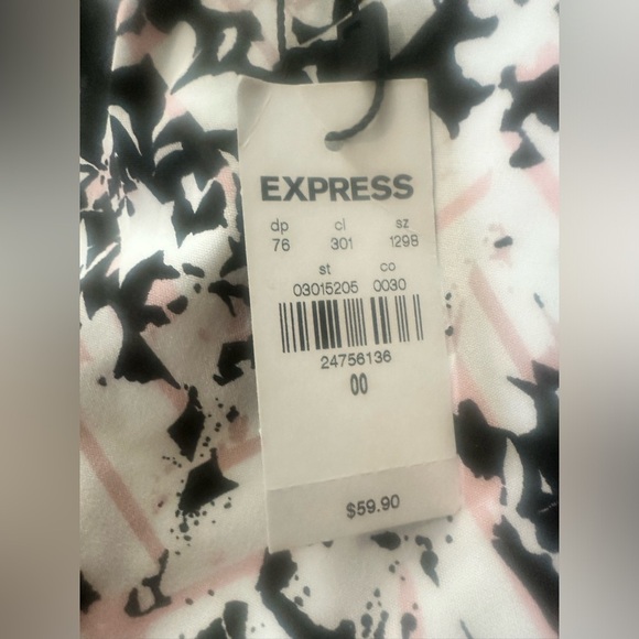 Express Black White and Pink Belted High Rise Shortie Size 00 - Picture 2 of 9